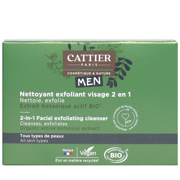 Men homme nettoyant solide exfoliant bio 2en1 85g