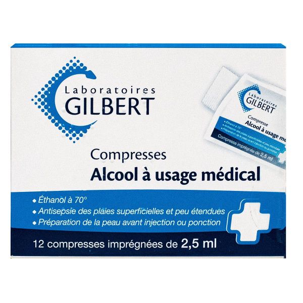 12 compresses alcool à usage médical