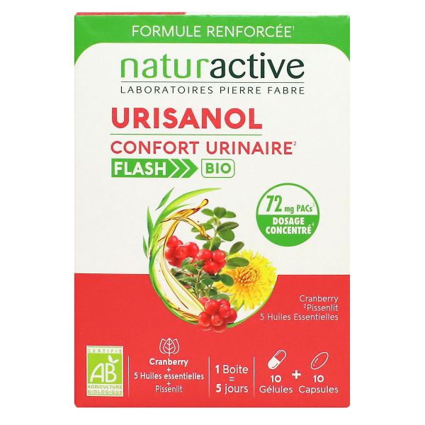 Urisanol confort urinaire Flash bio 10 gélules + 10 capsules