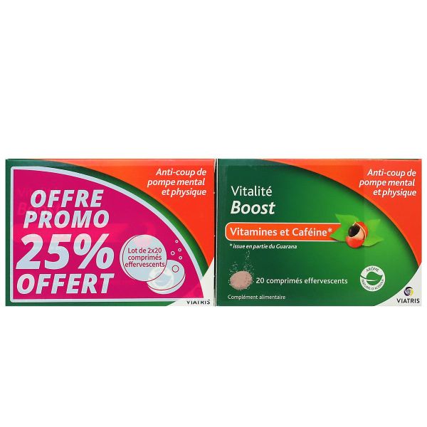 Vitalité Boost vitamines et cafeine 2x20 comprimés