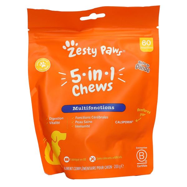 Friandises pour chien multifonctions 5en1 dinde 60 gummies