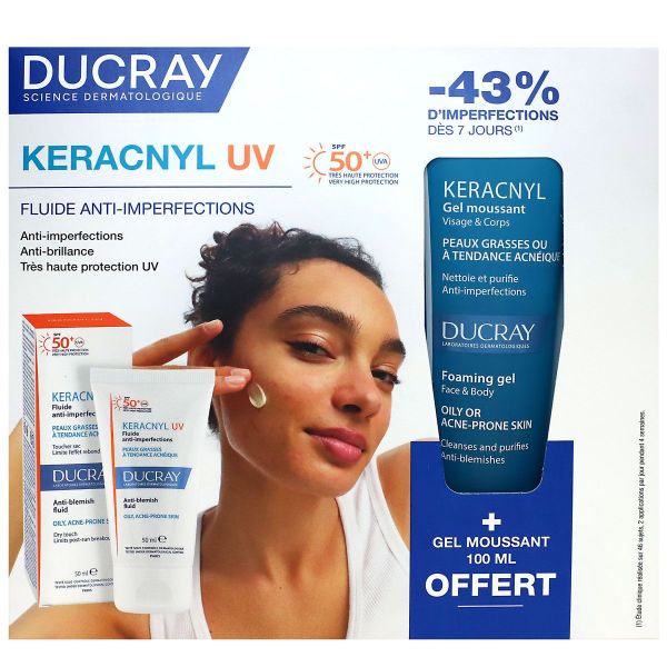 Keracnyl fluide anti-imperfections SPF50+ 50ml + gel moussant 100ml offert