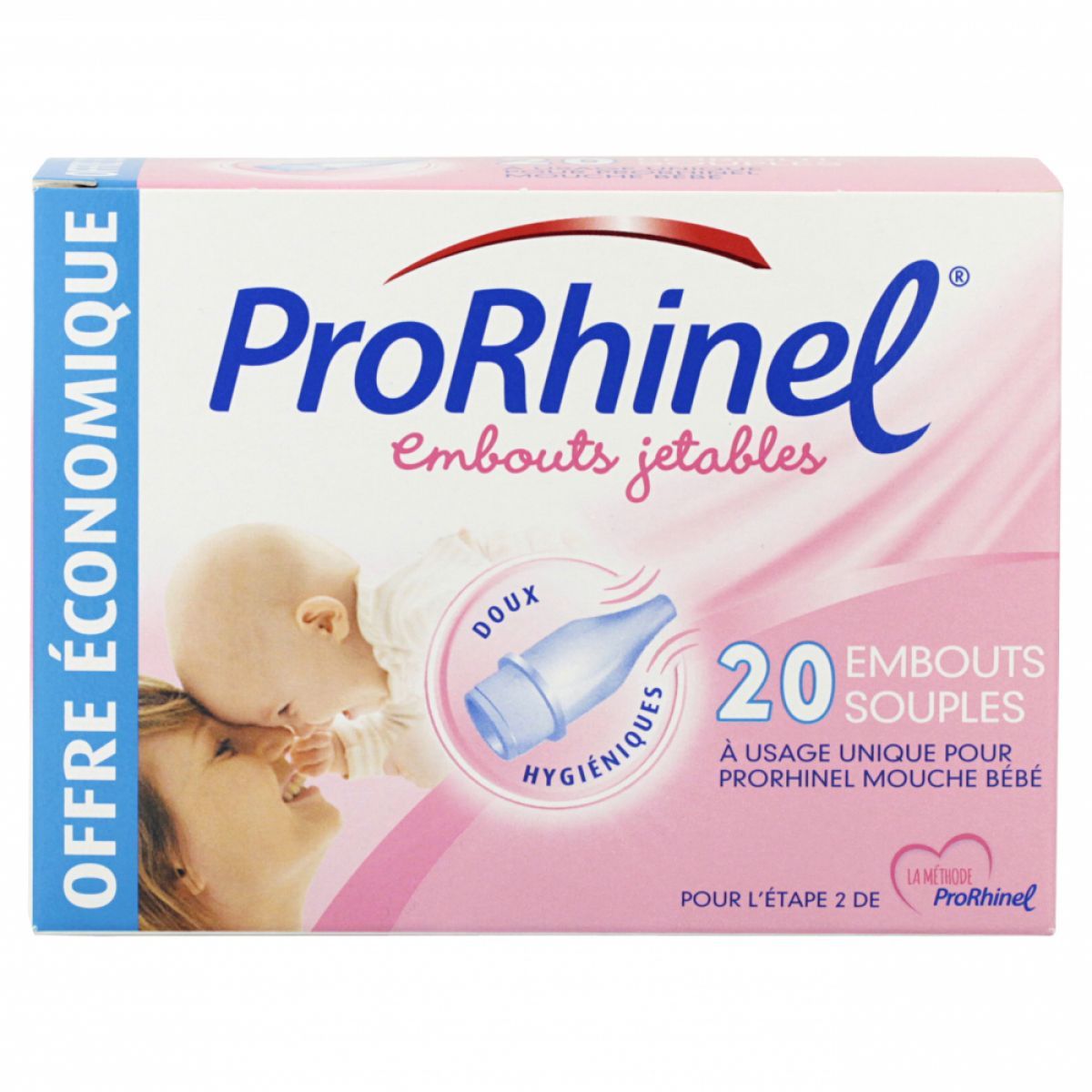 Les embouts jetables souples Prorhinel s'utilisent exclusivement avec le mouche  bébé Prorhinel.