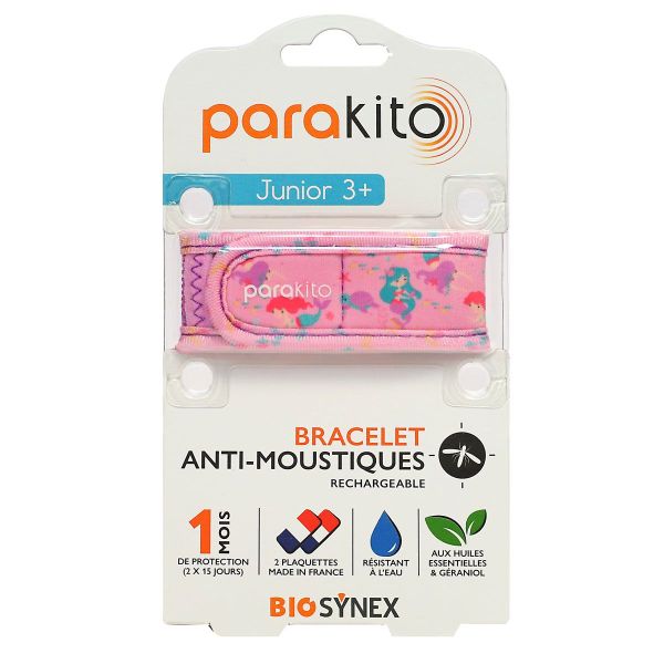 Bracelet anti-moustiques rechargeable Junior +3 ans Sirenes avec 2 recharges