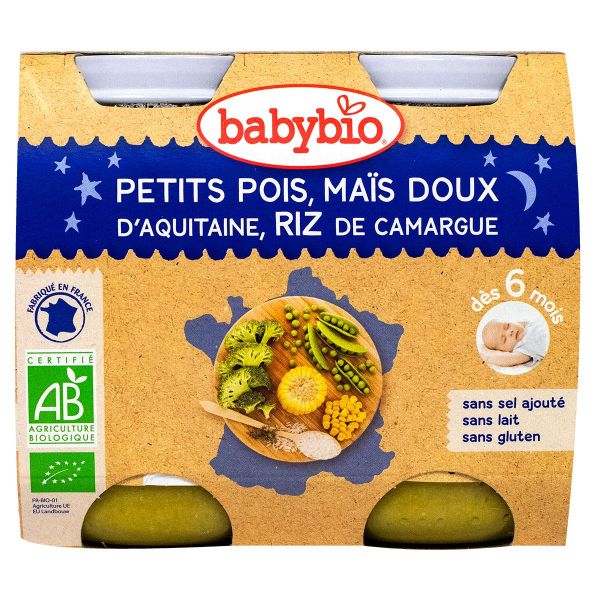 Petit pot bonne nuit petits pois maïs & riz 2x200g