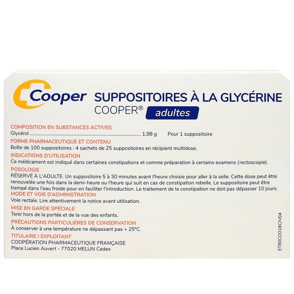 100 suppositoires à la glycérine adulte
